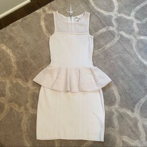 Milly Knitted Peplum Dress in White
